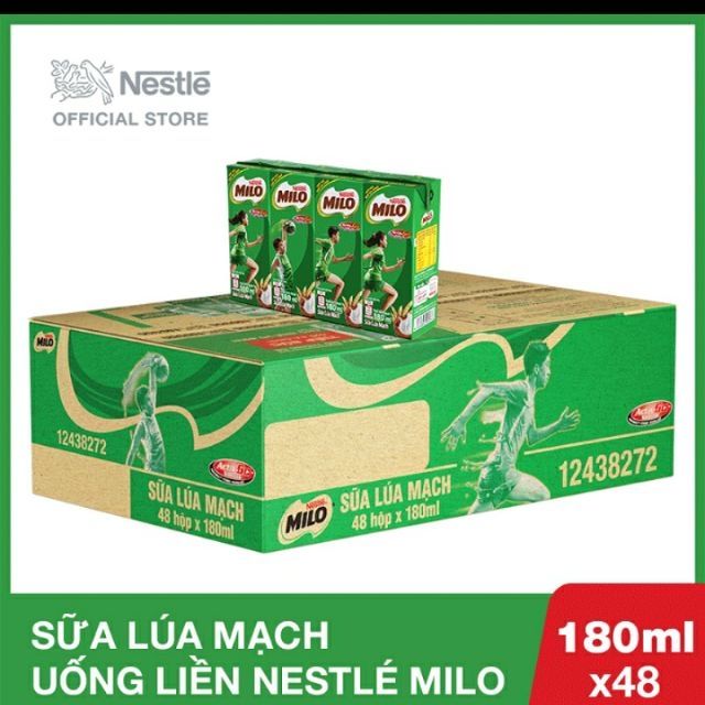 Lẻ giá sĩ (1 Vỉ sữa Milo 180ml 4 hộp - 1 thùng 12 vỉ 4 hộp ) kimthoashop holline 0902716079