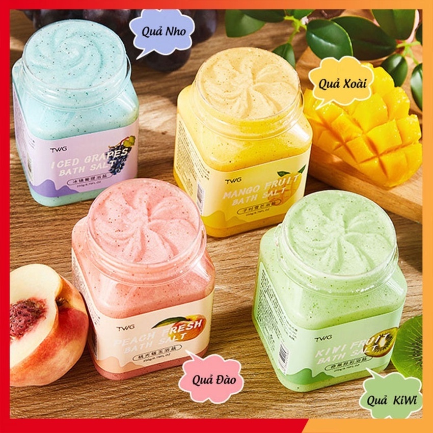 Tẩy tế bào chết da chết trái cây 4 mùi Body PEACH đào cải thiện da viêm lông, sáng da Tẩy da chết đào SIGO