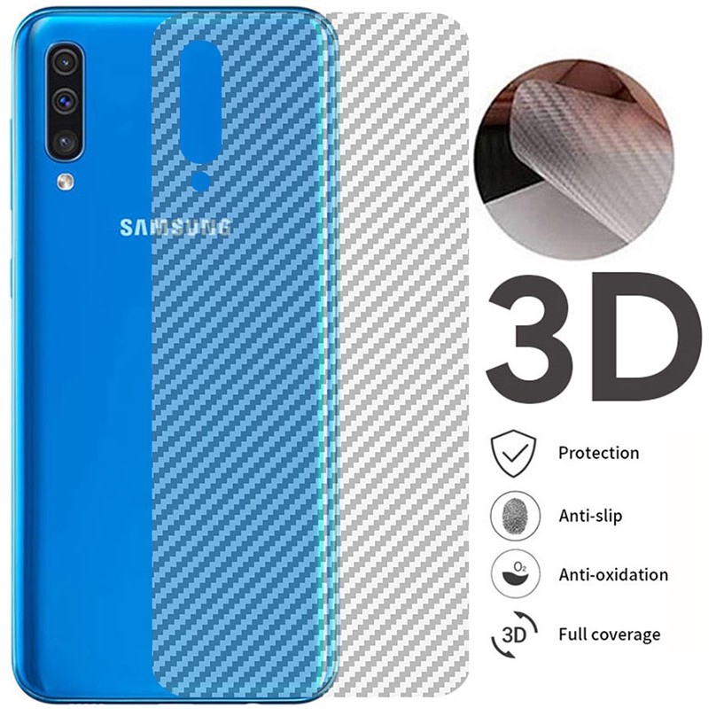 Bộ 3 tấm dán lưng mặt sau vân carbon 3D chống xước cho điện thoại Samsung A10, A10S, M20, A20, A30, A30S, A50, A50s, A70