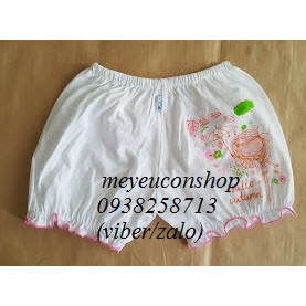 (8-16kg) Quần đùi phồng cotton mềm mịn trắng in hình dễ thương cho bé gái - Hiệu JOU (katydang)