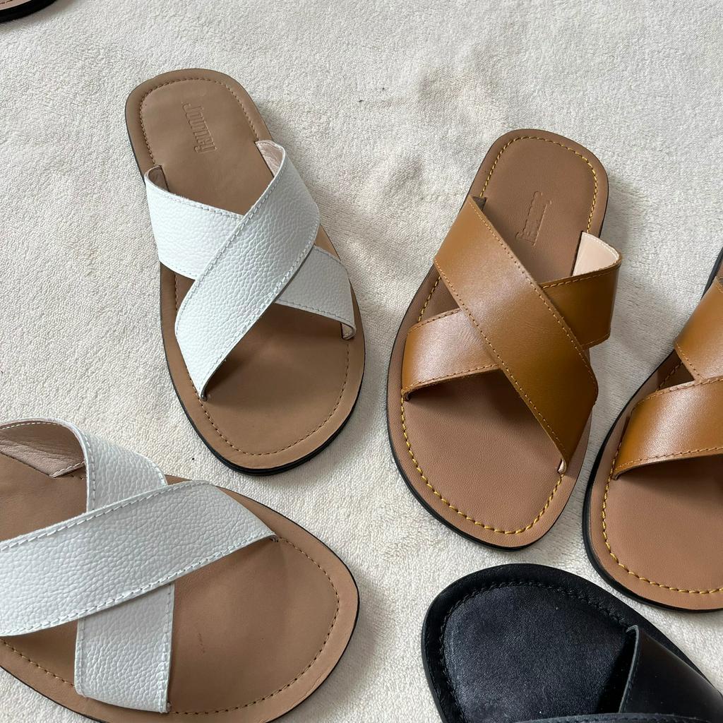 Dép Nam Nữ JOURNEY Quai Chéo 3 màu Đen, Nâu, trắng