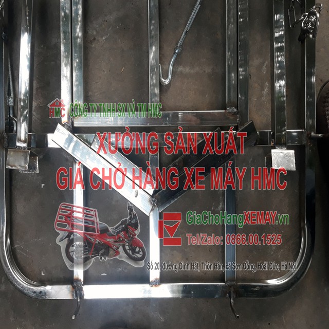 [MỞ NẮP XĂNG] Giá Chở Hàng INOX Đa Năng HMC - Baga- Cáng Chở Hàng Dành Cho Các Loại Xe Máy (54cmx65cm)