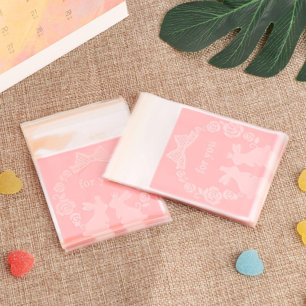 FASHYUNER Set 100 Túi Nhựa OPP Đựng Bánh Kẹo In Họa Tiết Hoạt Hình Dễ Thương Có Keo Dán Tiện Dụng