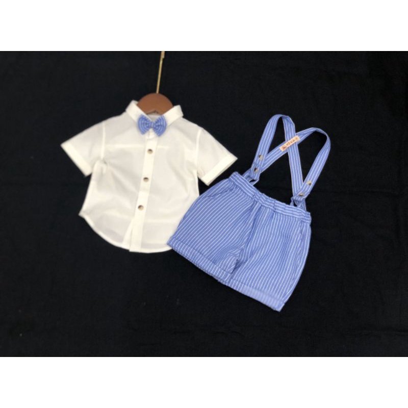 Bộ yếm vest gile bé trai đầy tháng thôi nôi họa tiết sọc 5-15kg