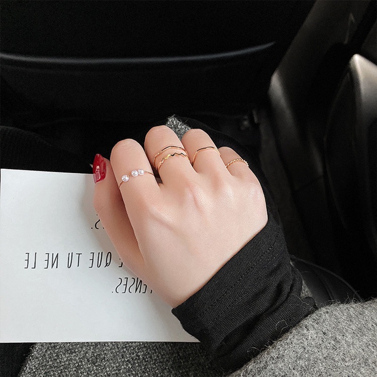 Bộ Nhẫn Đính Ngọc Trai Thiết Kế Xinh Xắn Thời Trang