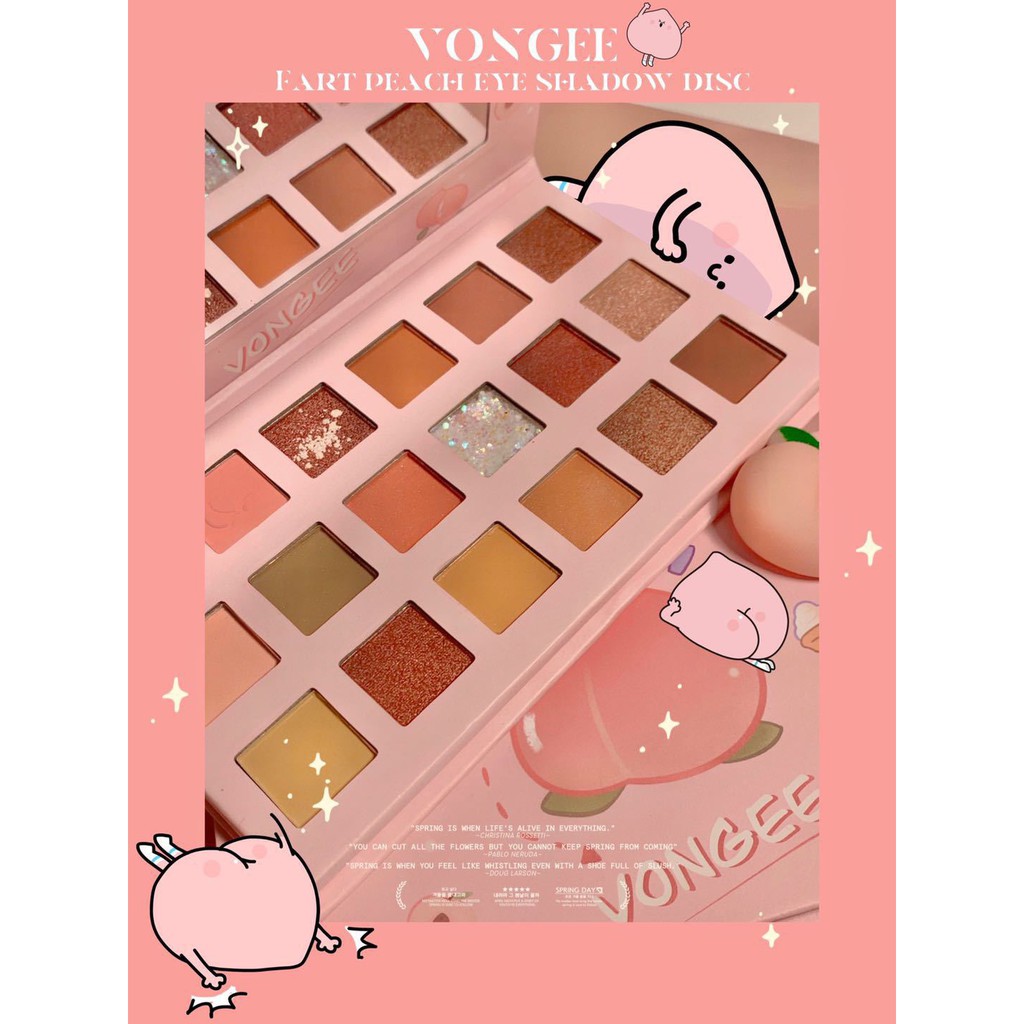 🍑 Phấn mắt VONGEE thiết kế quả quả ĐÀO mềm 18 ô Siêu Xinh có nhũ | BigBuy360 - bigbuy360.vn