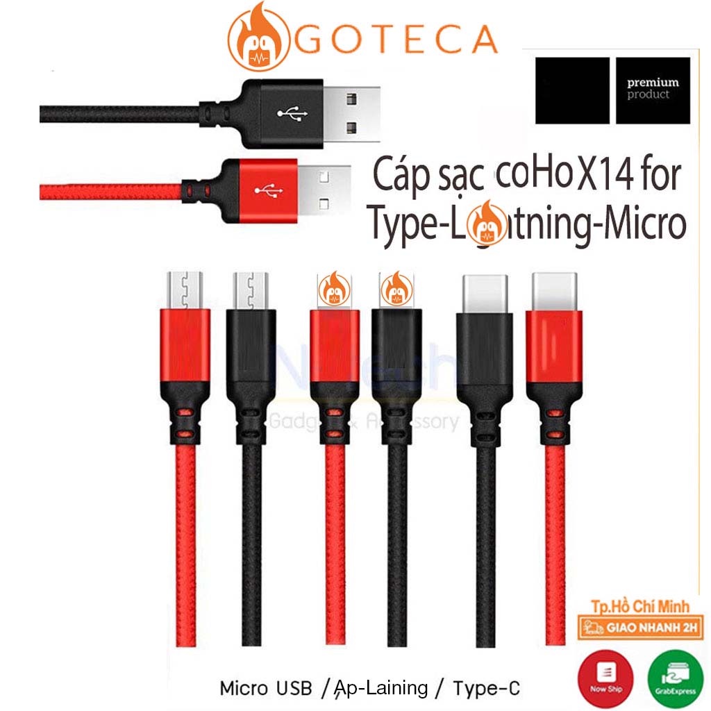 Dây cáp sạc Hoco X14 Cáp Tai nghe ốp - Goteca