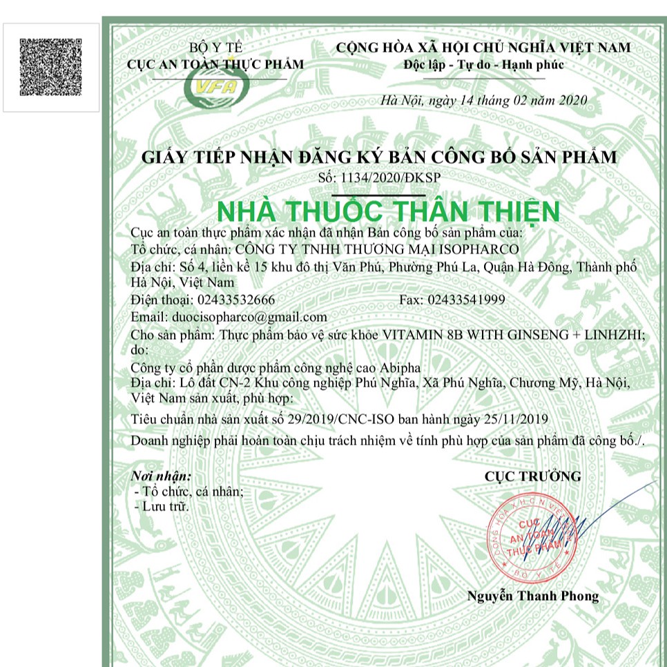 VITAMIN 8B WITH GINSENG + LINHZHI Isopharco - Hỗ trợ tăng sức đề kháng, phục hồi sức khỏe ốm dậy (100 viên)