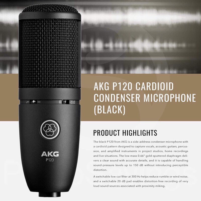 Mic thu âm AKG P120 Micro Vocal Condenser Thu Âm Phòng Studio, Mic Biểu Diễn , Chạy Nguồn 48V Phù Hợp Cho Các Sound Card