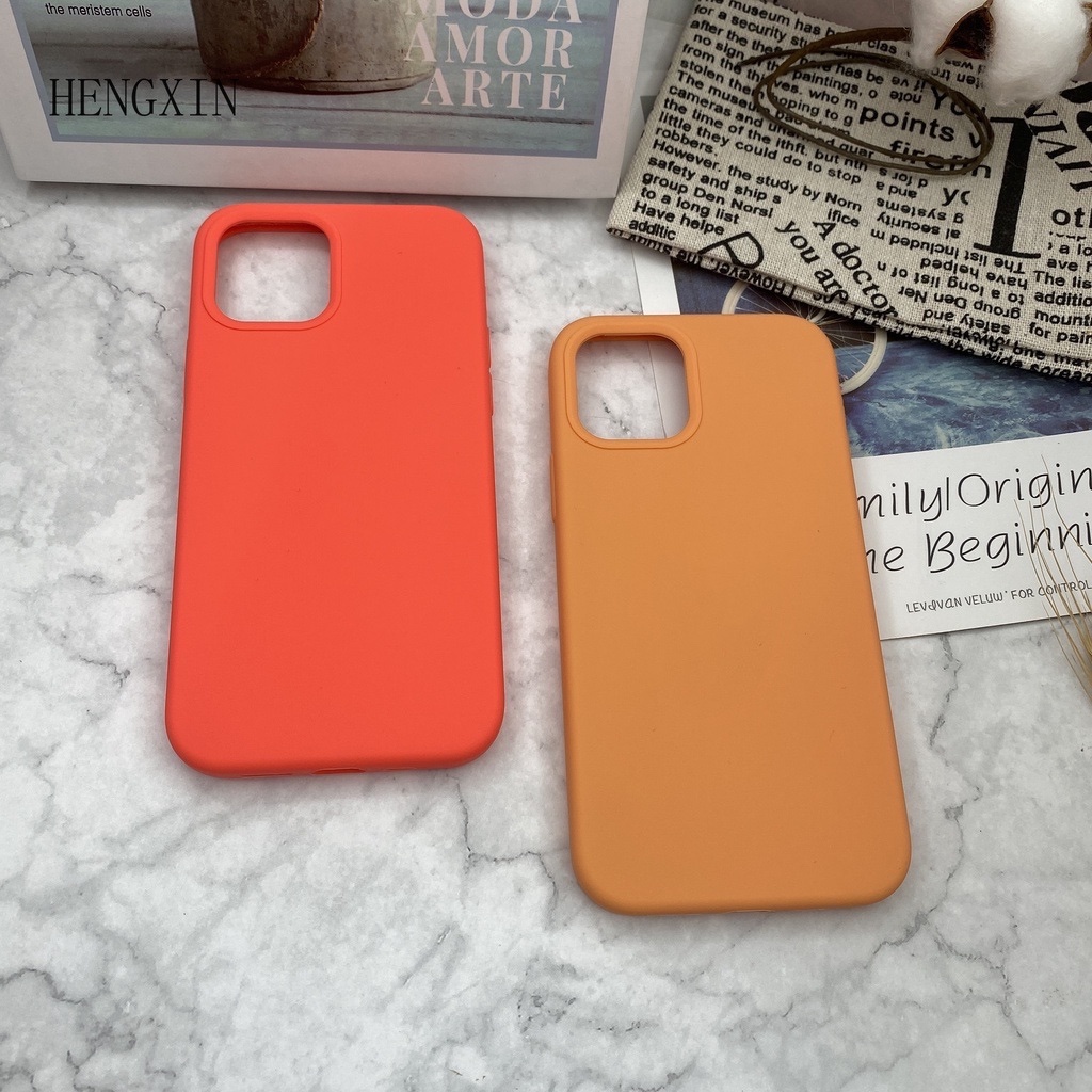 Orange series liquid silicone phone case suitable for iPhone7 8 SE2020 7P 8P XS XR XSMAX 11 PRO 12 PRO MAX All-inclusive drop protection case