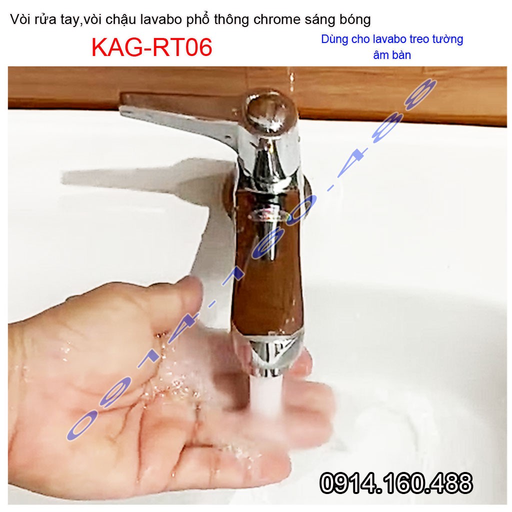 Vòi lavabo lạnh KAG-RT06, vòi chậu rửa mặt tay vuông gạt chome bóng nước mạnh sử dụng tốt siêu bền