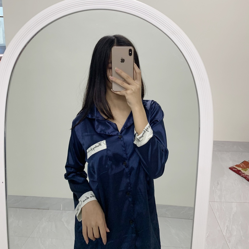 Đồ Bộ Pijama Dài Tay, Bộ Ngủ Lụa Tiểu Thư Áo Cộc, Quần Dài Viền Thêu Chữ Ký Kiểu Dáng Trẻ Trung - 𝑴𝑰𝑵𝑺𝑯𝑶𝑷 | BigBuy360 - bigbuy360.vn