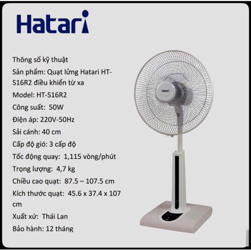 Quạt Thái Lan Hatari HT-S16R2  Hàng Chính hãng