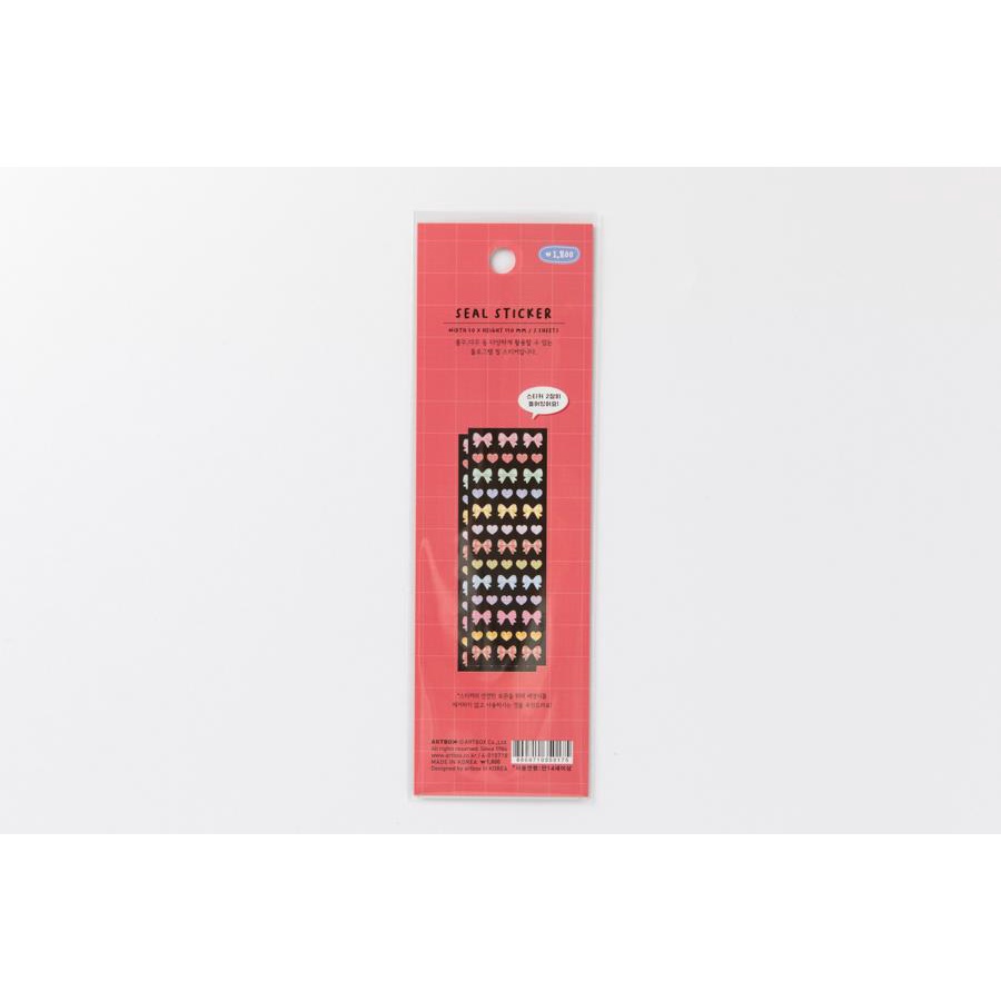 Set 2 Tấm Sticker ARTBOX Hàn Quốc Hình Trái Tim Và Nơ Ruy Băng Kẻ Sọc Ca Rô Màu Pastel Xinh Xắn