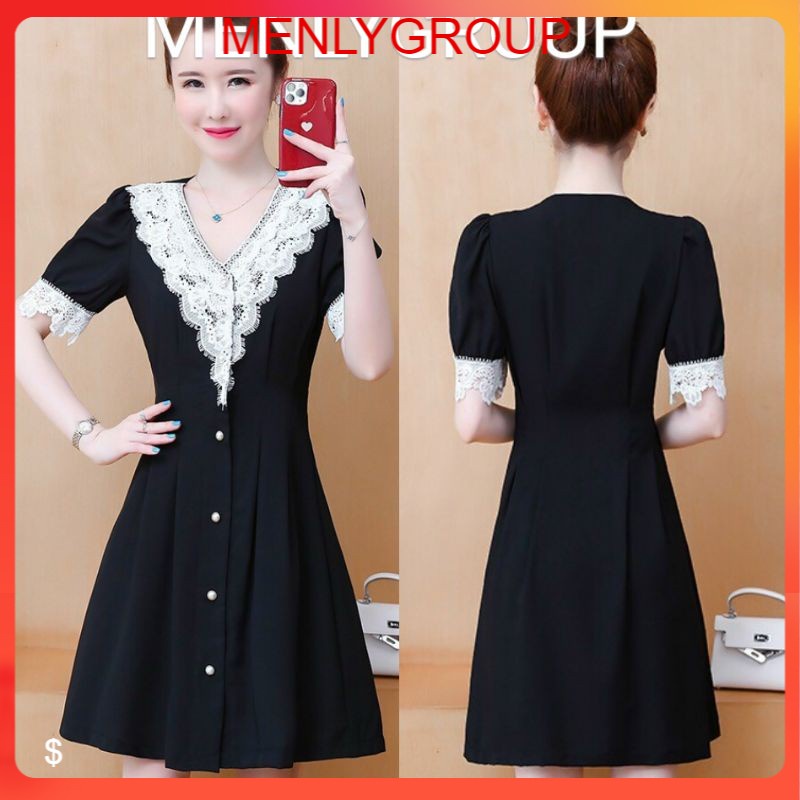 ĐẦM XÒE CỔ PHỐI REN TRẮNG