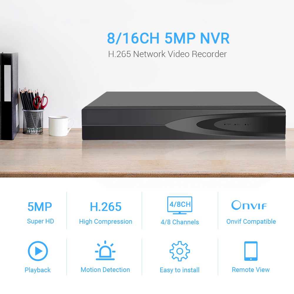 Đầu ghi hình an ninh Hamrol ONVIF H.265 CCTV NVR 16CH 5MP / 8CH 4MP / 4CH 5MP CCTV P2P