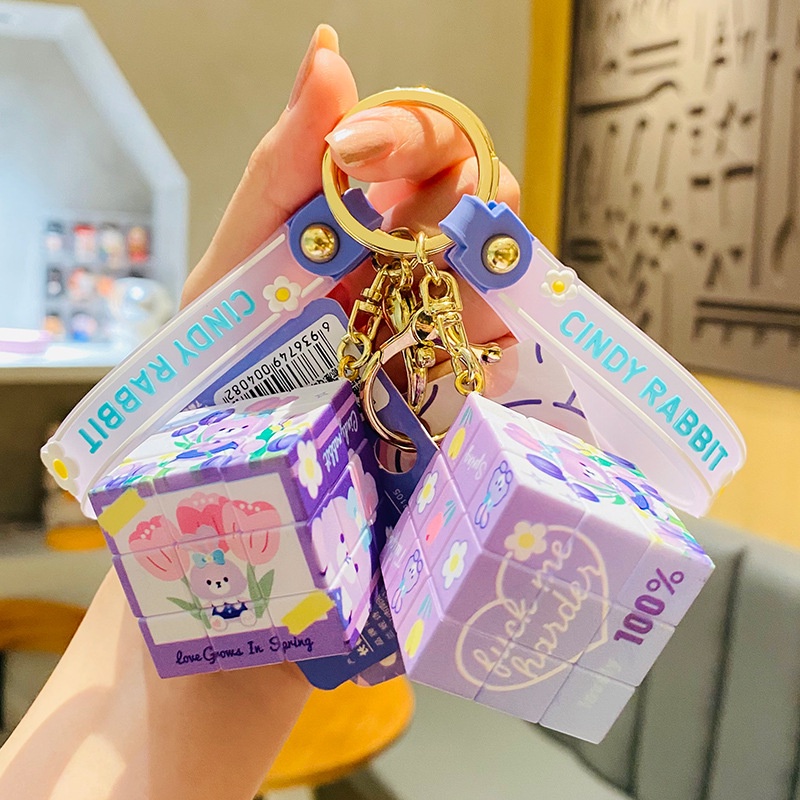 Móc Khóa Hình Khối Rubik Hoạt Hình Sáng Tạo Dễ Thương
