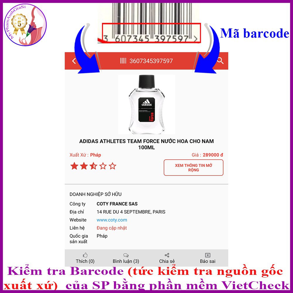 SHOP SBAY ĐÀ NẴNG Nước hoa adidas nam tính - phong cách - lịch lãm - lưu hương lâu - 100ml made in euro