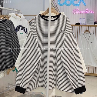 [P5511]🎹 Áo PULL sợi kẻ nhỏ may logo cao su SIMPISCHIC form rộng (Có sẵn/ảnh thật)