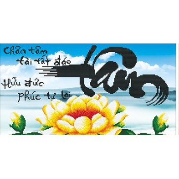 Tranh đính đá tự làm. Tranh chữ Tâm