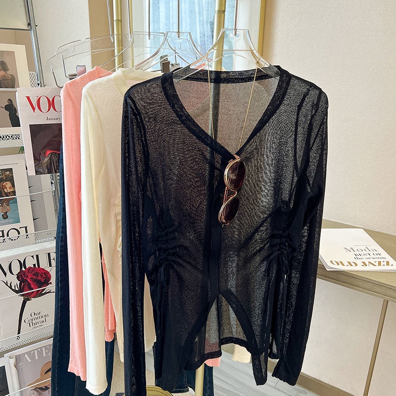 Áo Thun Tay Dài Cổ Tròn Màu Sắc Đơn Giản Cho Nữ