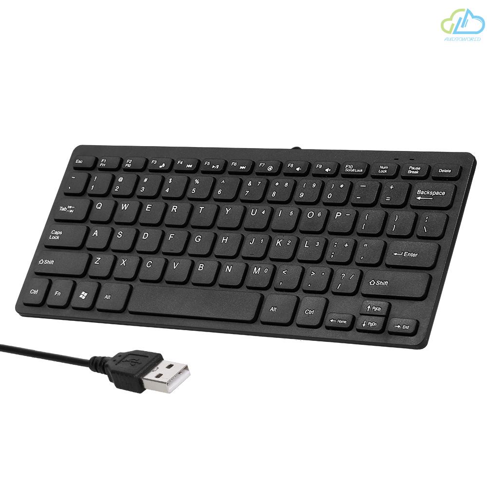 Bàn Phím Audv K-1000 Mini Có Dây Nguồn Cổng USB 78 Phím Dùng Cho Văn Phòng