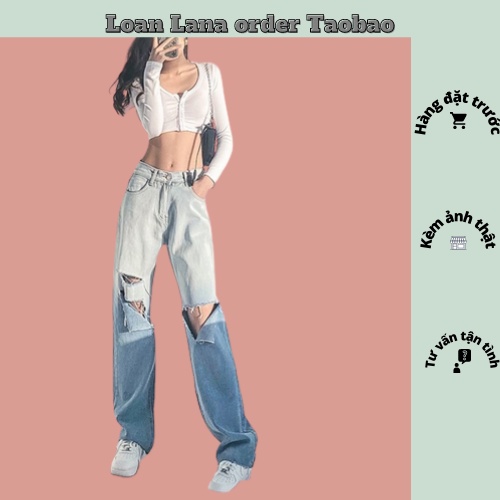 QUẦN JEAN RÁCH 2 MÀU XANH TRẮNG