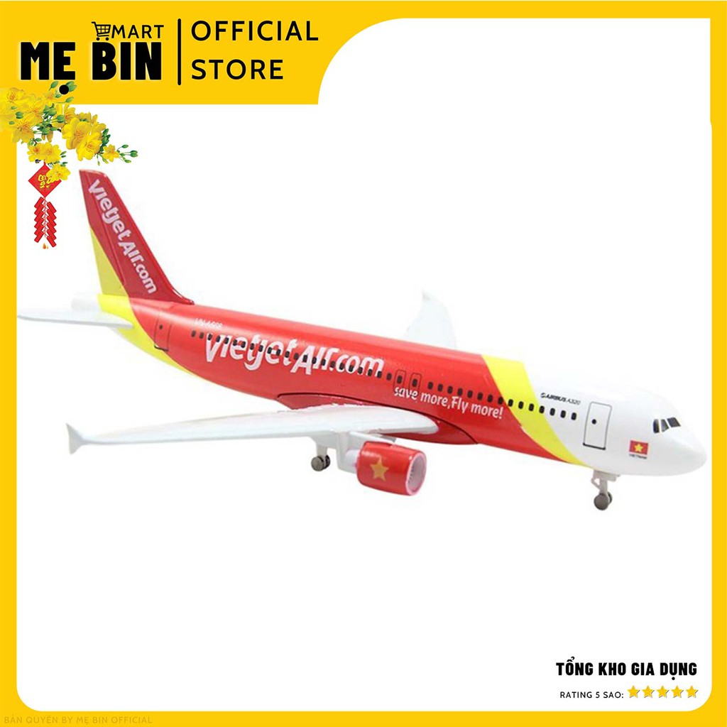 [20cm Có Bánh Xe] Mô Hình Máy Bay VietJet Mô Hình Đồ Chơi Cho Bé (20cm, 16cm) + Kèm Đế Trưng Bày - Mẹ Bin Mart