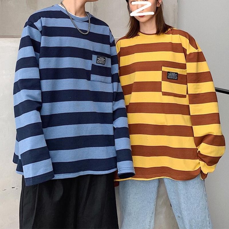 Áo thun tay dài kẻ sọc phong cách Cbiz Tiêu Chiến