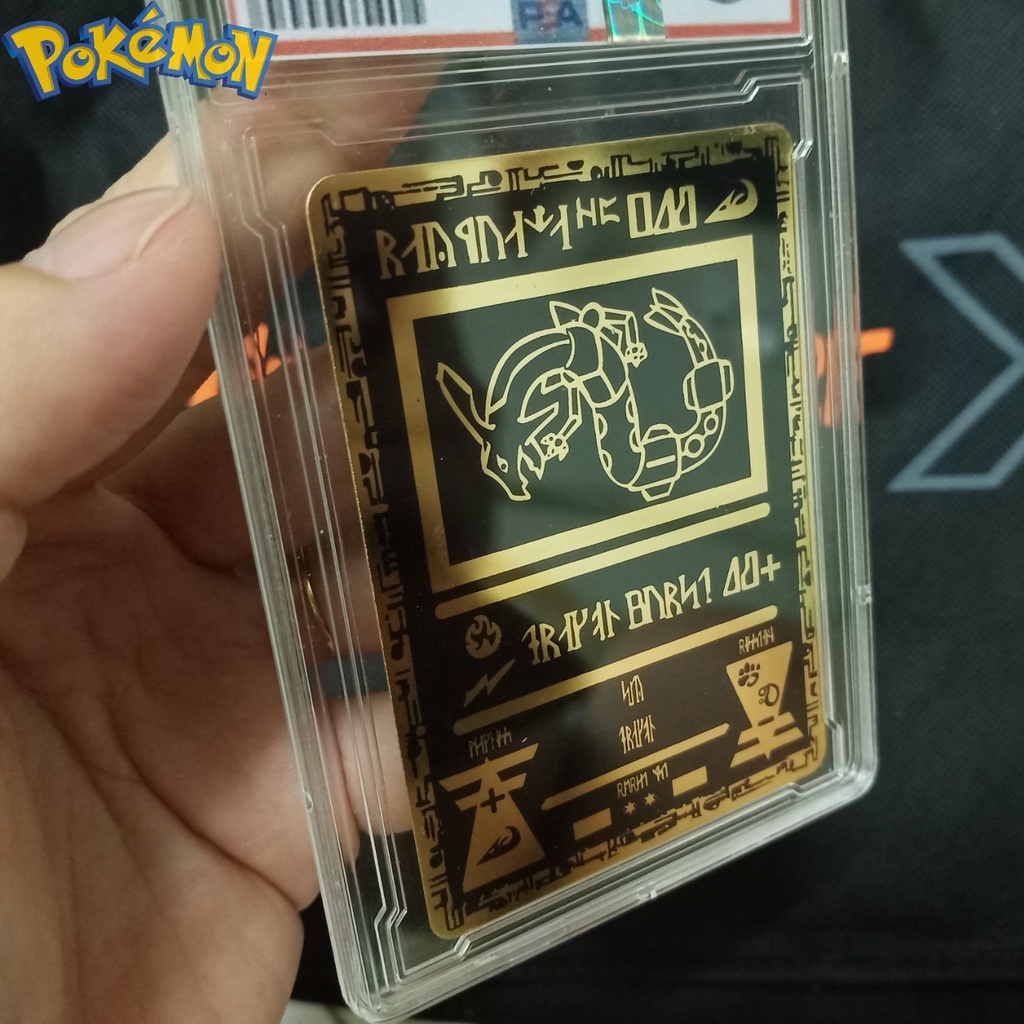 Thẻ Pokemon kim loại cổ đại Rayquaza rồng trúc truyền thuyết hợp kim mạ vàng 1459 d9 2