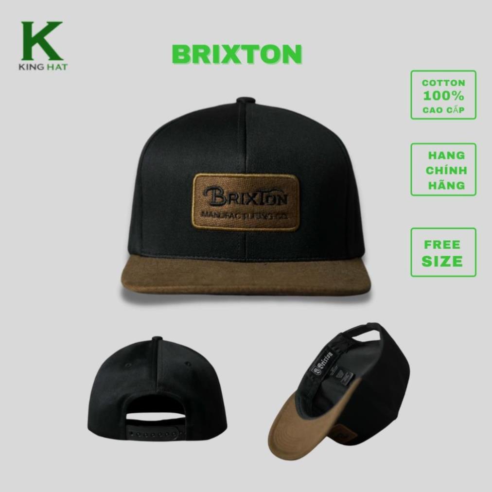 Nón SNAPBACK BRIXTON, SUPER DRY, màu đen đơn giản, phối lưới thoáng mát, quai cài nút bấm, chuẩn form