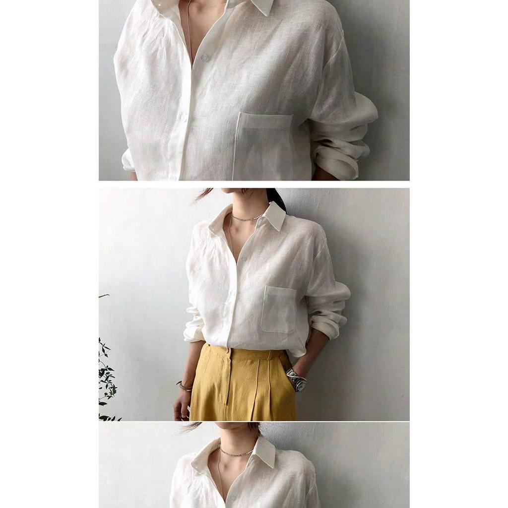 Áo sơ mi tay dài dáng rộng phong cách retro Hàn Quốc thời trang mùa xuân 2021 dành cho nữ