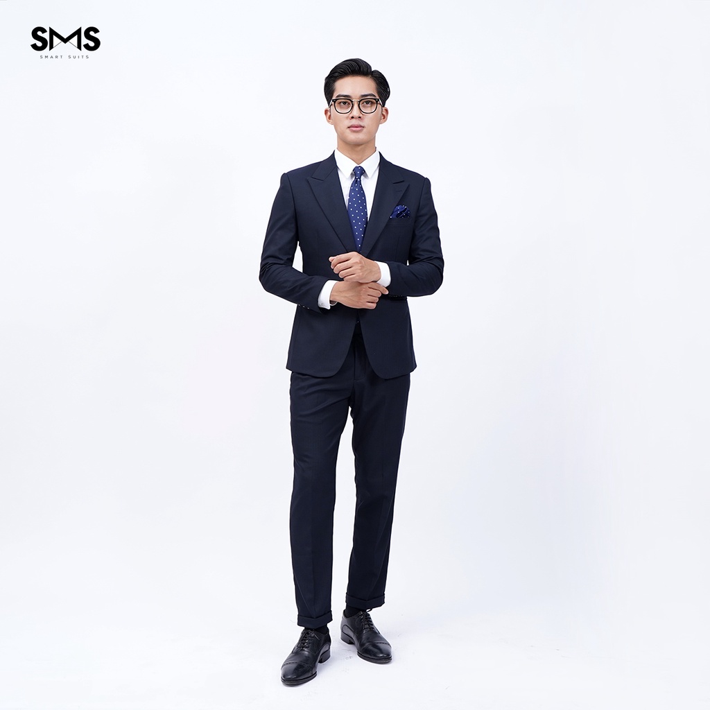 Vest nam Smart Suits xanh đen vân xương cá, suits sartorial