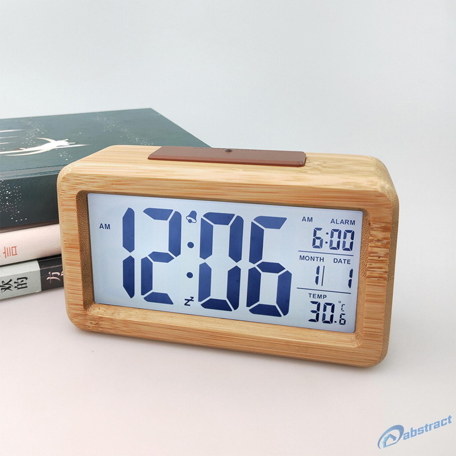 Đồng Hồ Báo Thức Điện Tử Bằng Gỗ Ab