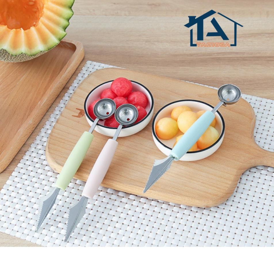 Dao tỉa 2 đầu inox nạo tạo hình trái cây củ quả thẩm m