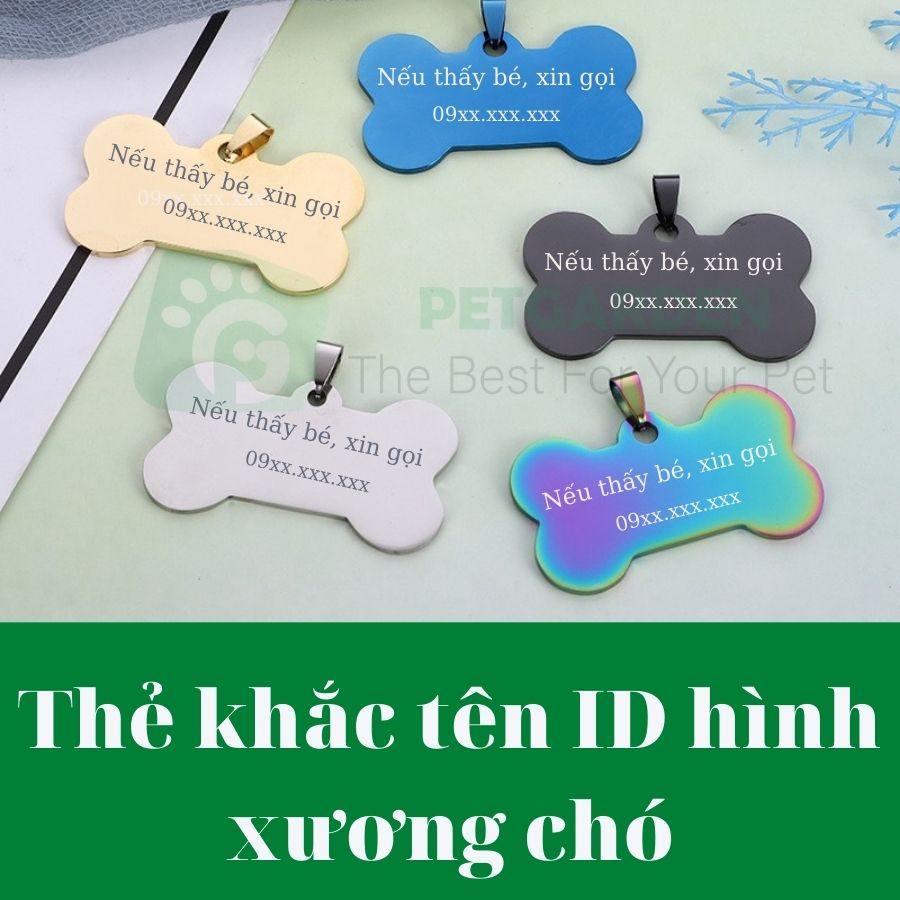 Thẻ Tên ID Thú Cưng - Bảng Tên ID Cho Chó Mèo PetTag Petgarden (khắc laser theo yêu cầu)