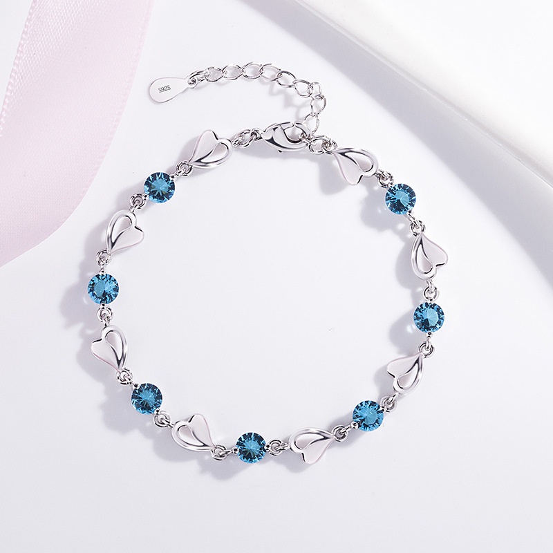 Vòng Tay Dây Xích Đính Đá Zircon Trái Tim 3 Màu Thời Trang Hàn Quốc Cho Nữ