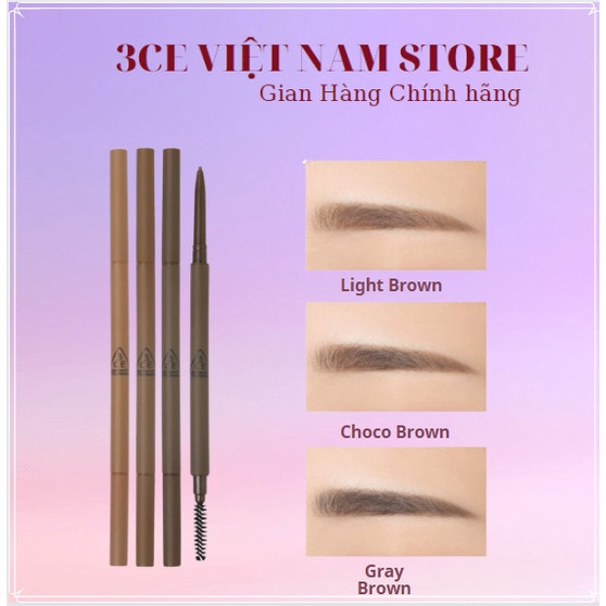 Chì Kẻ Mày 2 Đầu 3CE Lingh Brown +Gray Brown+ Choco Grown