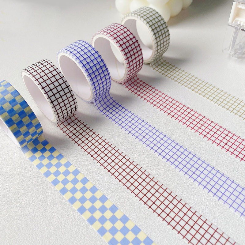 Cuộn Băng Washi 15mm Họa Tiết Kẻ Sọc Dễ Thương Dùng Trang Trí Sổ Tay / Album Ảnh