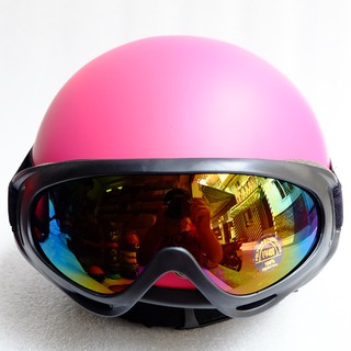 NÓN BẢO HIỂM NỮA ĐẦU KÈM KÍNH UV 7 MÀU ĐẠT CHUẨN CR - MÀU HỒNG