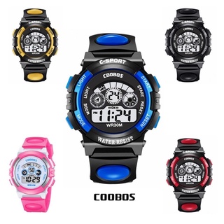 Đồng Hồ Trẻ Em COOBOS 0119 0919 Chính Hãng Đen Xanh Đèn Led Dành Cho Bé Trai Bé Gái