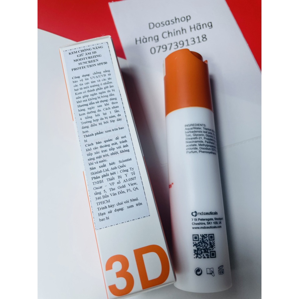 Kem Chống Nắng: md 3D Ceuticals SPF50+ 50ml (Hàng chính hãng)