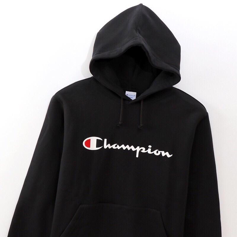 Áo Hoodie Màu Đen In Chữ Champion 100% Chính Hãng Phong Cách Nhật Bản Cho Nam Nữ