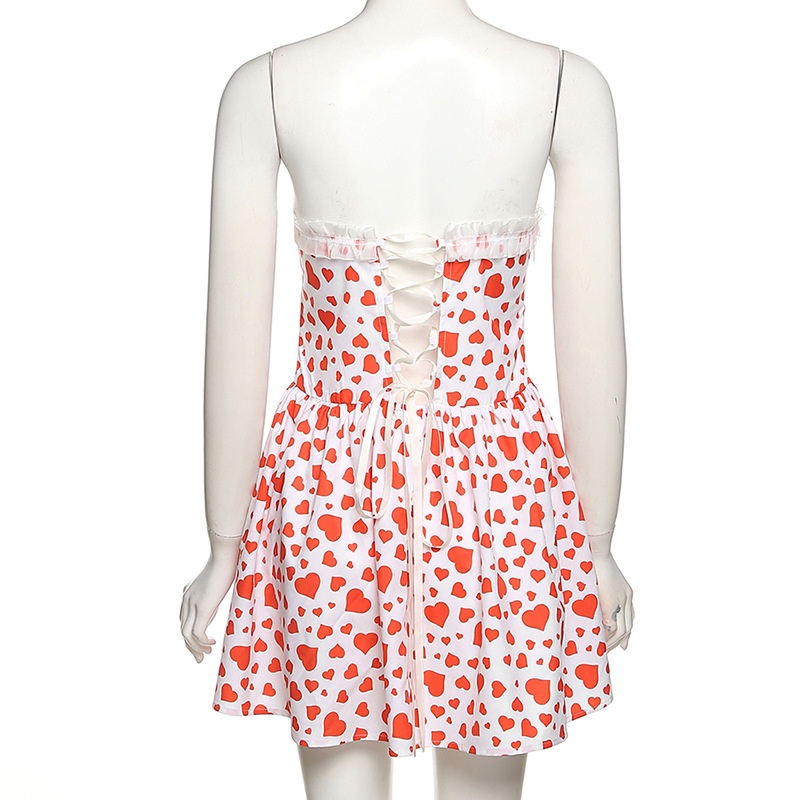 Đầm In Hình Trái Tim Hở Lưng Gợi Cảm D0310