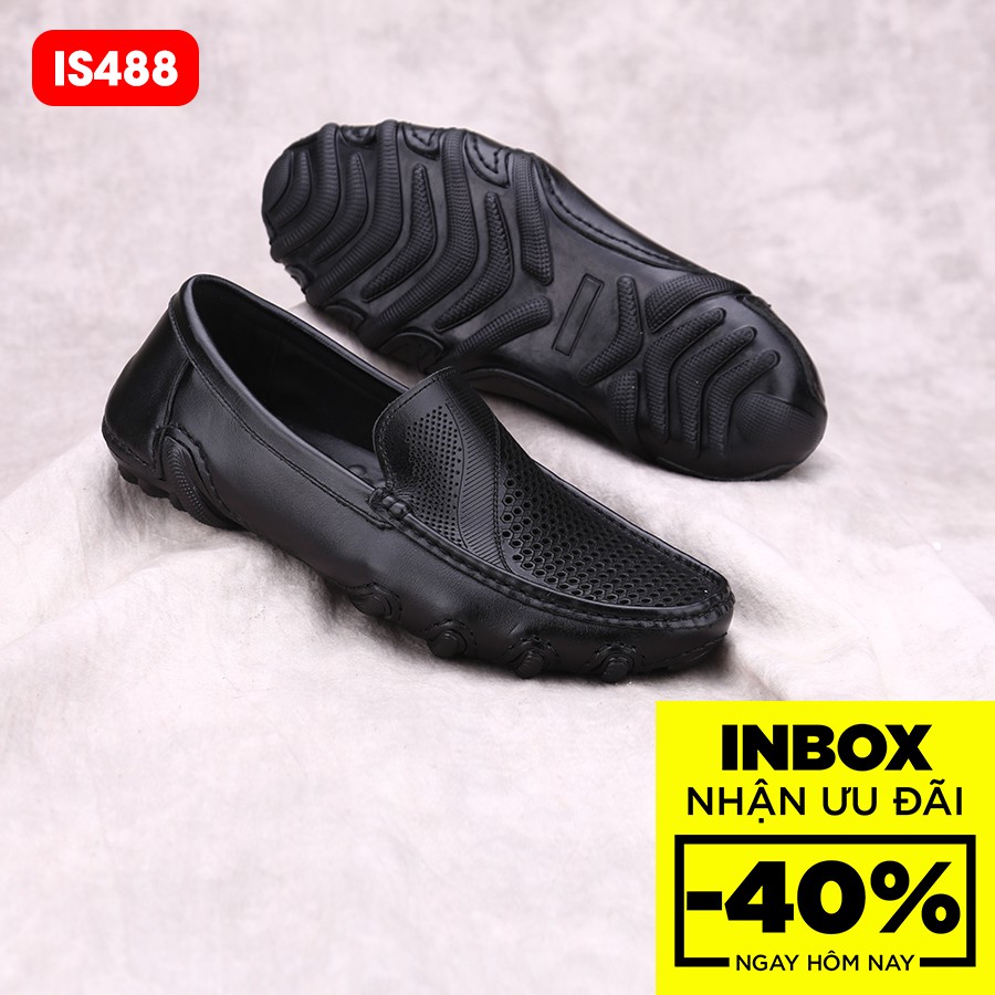 Giầy da nam, đục lỗ, thoáng khí, da bò thật ishoesvn IS488