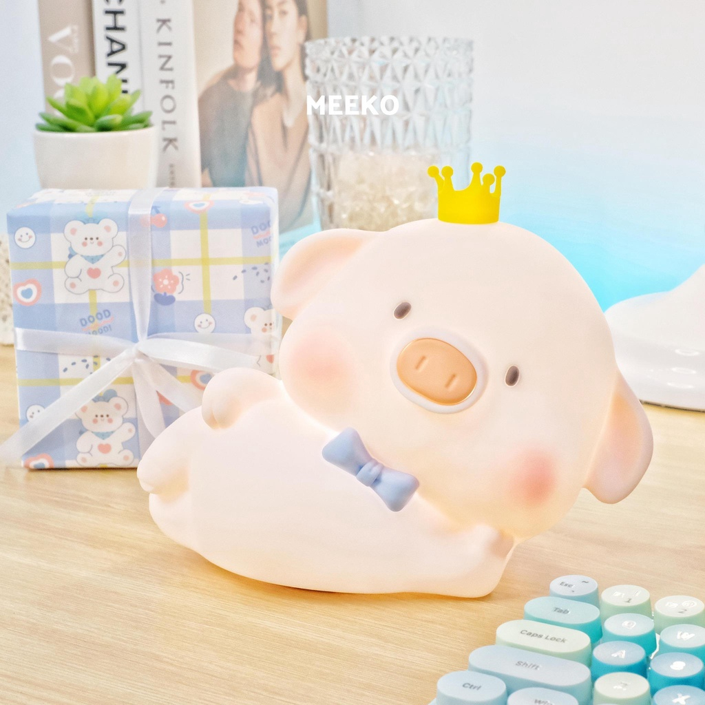 Đèn ngủ cảm ứng Heo hồng Pin Pin Silicone mềm mại MEEKO