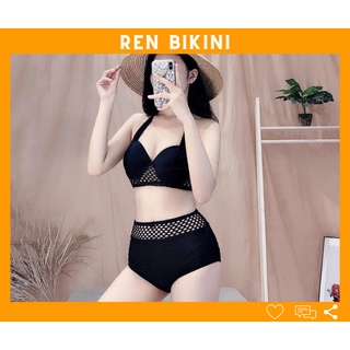 Bikini, đồ bơi đi biển hai mảnh đen lưới không kèm khăn secxy ms16