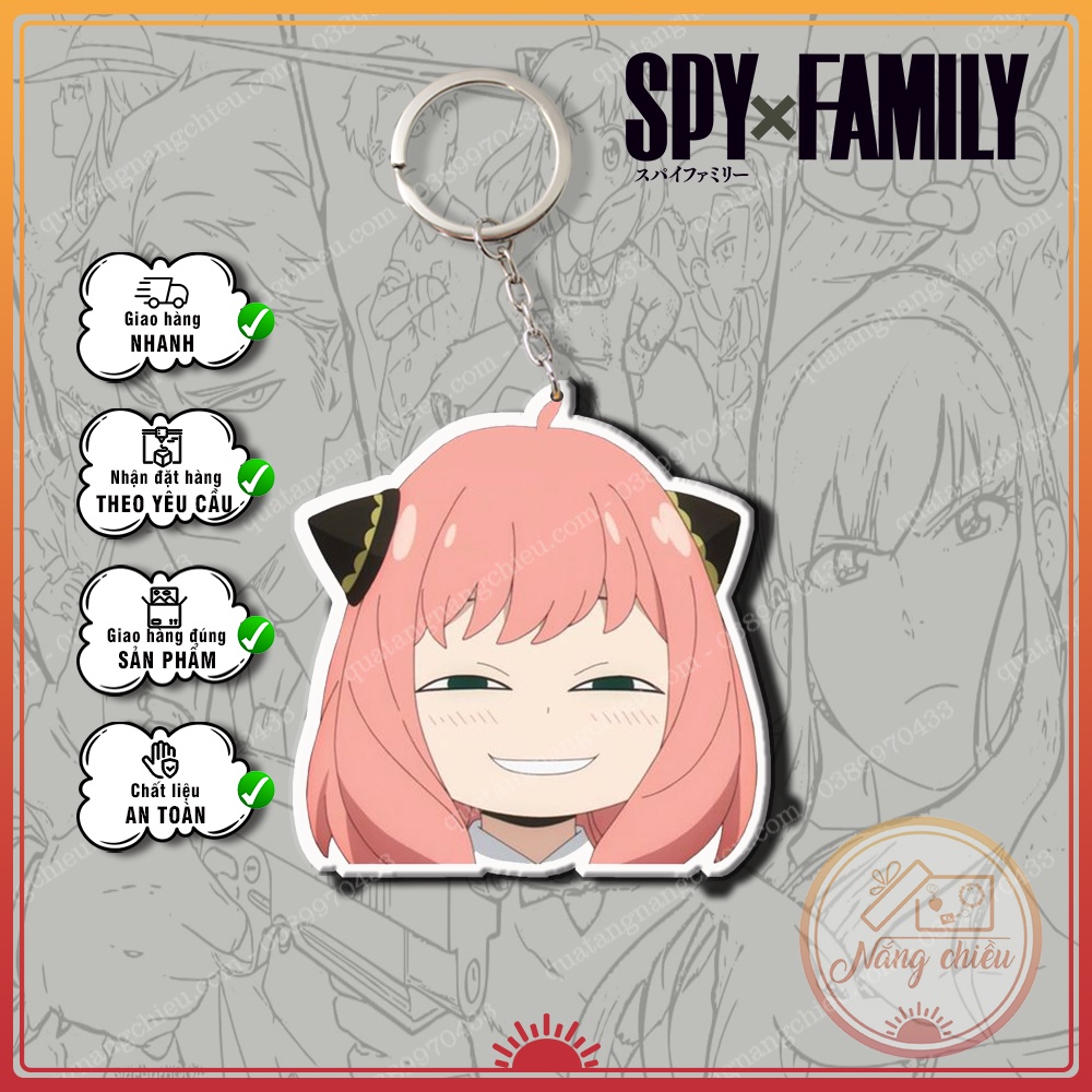 Móc khóa Anya Forger, Dày In Sắc Nét 2 Mặt với vô vàn biểu cảm Anime Spy X Family ☘️Quà Tặng Nắng Chiều☘️