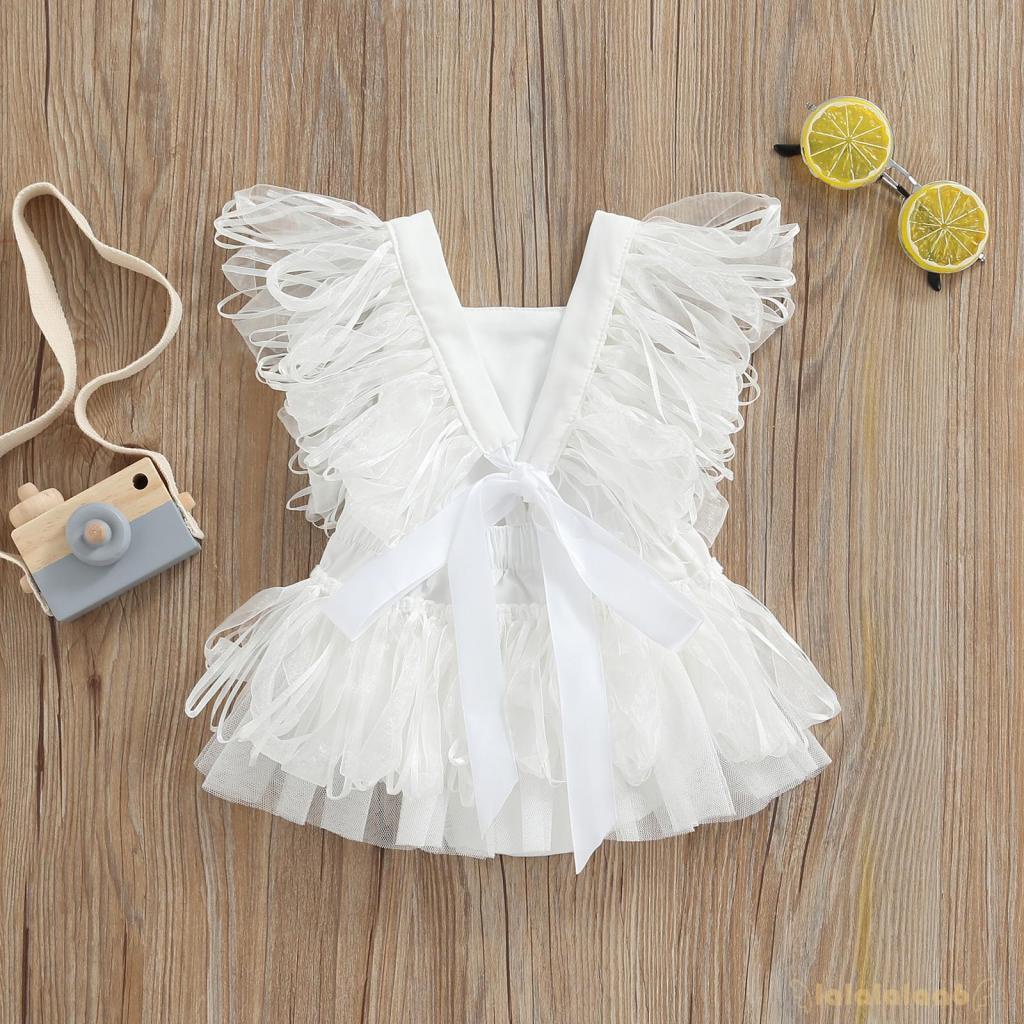 Bộ áo liền quần không tay màu trơn phối ren thời trang dành cho bé LAA6