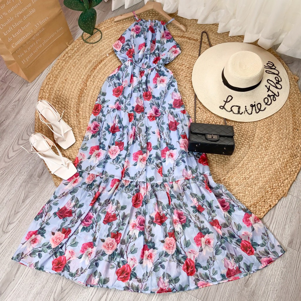 Váy maxi ⚡𝑺𝑰𝑬̂𝑼 𝑻𝑶̂𝑵 𝑫𝑨́𝑵𝑮⚡ Váy dáng dài đi biển, vải voan 2 lớp, mềm mại, hàng Quảng Châu cao cấp loại 1 | BigBuy360 - bigbuy360.vn